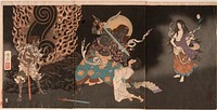 Yūten Swallowing the Sword of Fudō (1885) print in high resolution by Tsukioka Yoshitoshi. Original from the Art Institute of Chicago. 