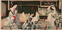 Summer: Women Bathing at the Daishōrō (1883) print in high resolution by Tsukioka Yoshitoshi. Original from the Art Institute of Chicago. 