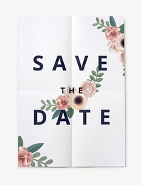 Poster paper mockup, wedding floral design psd
