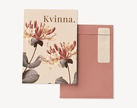 Document envelope mockup, aesthetic floral design psd
