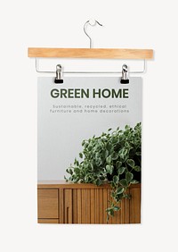 Poster mockup, paper with cloth hanger psd