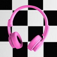 Pink headphones, digital device graphic psd