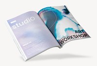 Opened magazine mockup, book psd