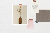 Paper collage mockup psd on the wall