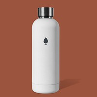 White reusable thermo bottle, product packaging