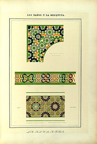 Plans, elevations, sections, and details of the Alhambra volume 1 (1842) pattern design in high resolution by Owen Jones.  