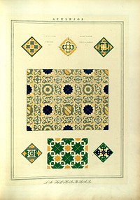 Plans, elevations, sections, and details of the Alhambra volume 1 (1842) pattern design in high resolution by Owen Jones.  