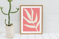 Photo frame mockup, houseplant decor  psd