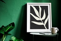 Photo frame mockup, houseplant decor  psd