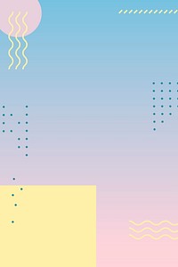 Gradient pastel background, memphis border design