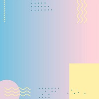 Gradient pastel background, memphis border design