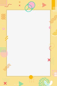 Cute yellow background, Memphis frame design