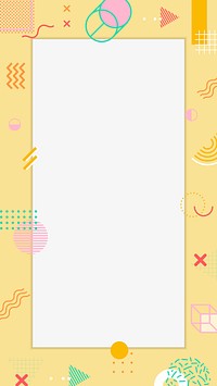 Cute yellow phone wallpaper, Memphis frame background