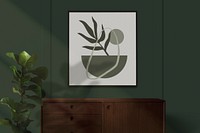 Abstract plant framed photo on a wall