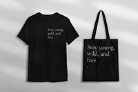 Apparel mockup psd with t shirt and tote bag