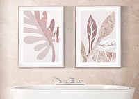 Picture frame  mockup, bathroom decor psd