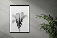 Photo frame mockup, houseplant decor  psd