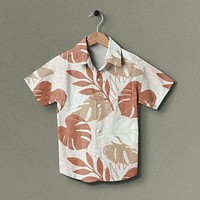 Boys’ shirt mockup, monstera leaf pattern in realistic design psd