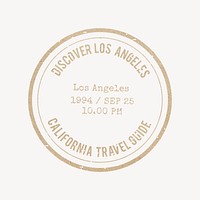 Travel stamp collage element, California design psd