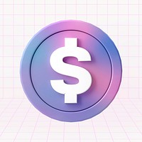 US Dollar coin, 3D money illustration psd