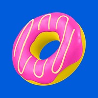 Pink donut, 3D dessert illustration psd