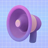 Purple megaphone, 3D object illustration psd