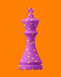 Purple chess piece, 3D object illustration psd