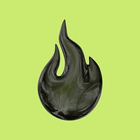 Black flame, 3D aesthetic illustration psd