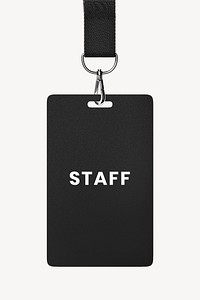 Staff card mockup, black 3D design psd