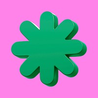 Green asterisk symbol, 3D geometric illustration psd