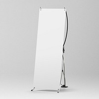 White 3D banner stand sign with blank space