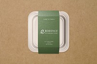 Food box label mockup, editable eco product psd