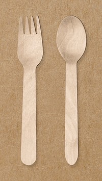 Disposable spoon and fork mockup, editable eco product psd