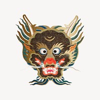 Chinese dragon, vintage mythological animal psd