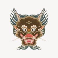 Chinese dragon, vintage mythological animal psd