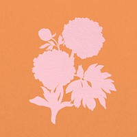 Pink silhouette flower, vintage peony psd