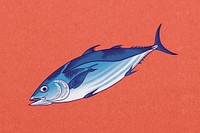 Tuna fish, vintage Japanese animal illustration psd