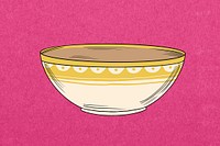 Yellow bowl, kitchenware object illustration psd