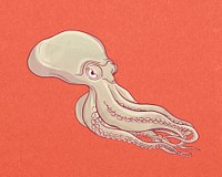 Octopus, vintage sea animal illustration psd