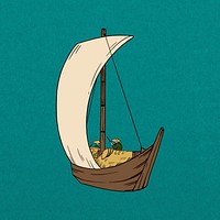 Vintage Japanese boat psd