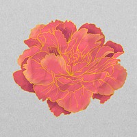 Vintage peony, aesthetic Japanese flower psd