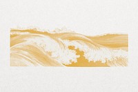 Gold ocean wave splash, vintage oriental art psd