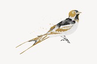 Gold little bird, vintage animal illustration psd