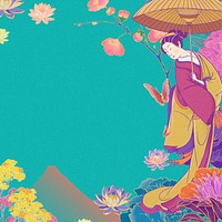 Aesthetic vintage Japanese woman background