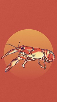 Japanese crayfish iPhone wallpaper, sea animal illustration