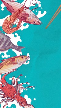 Japanese seafood, vintage mobile wallpaper