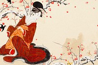 Aesthetic vintage Japanese woman background