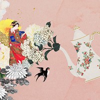 Aesthetic vintage Japanese woman character illustration