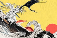 Aesthetic Japanese seafood background, ocean illustration