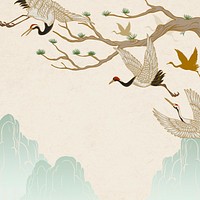 Vintage Japanese cranes background